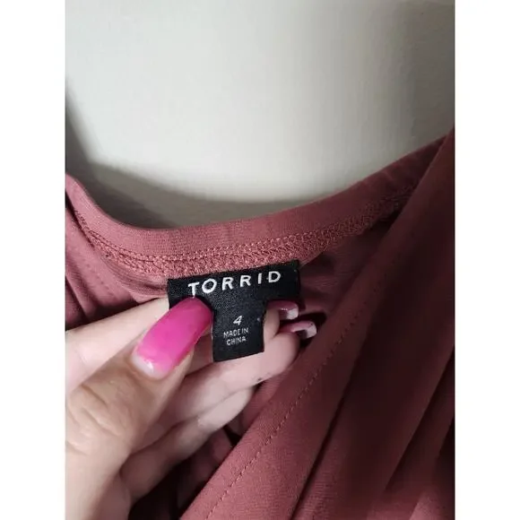 Torrid Babydoll Blouse Cami Plus Size 4X Pink Tank Top Surplice V-Neck - Picture 2 of 4